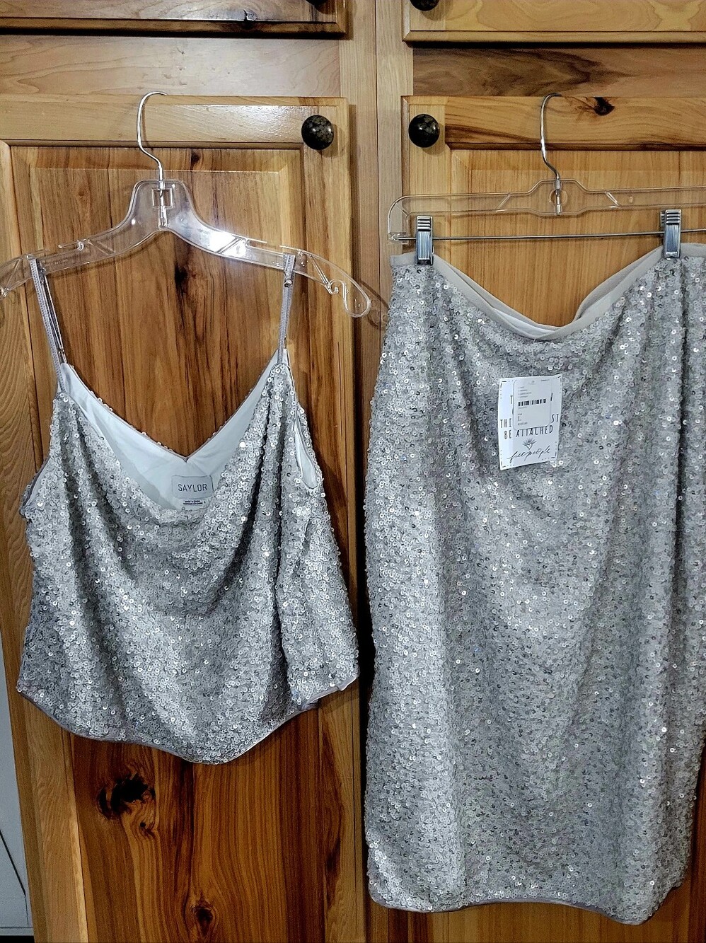 Free People X Saylor Colab Sequin Cami Midi Skirt Set . Sz L